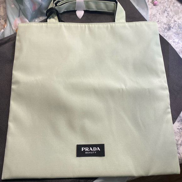 Prada Beauty Parfums Black Green Reversible Tote Shoulder Beach Shopper Bag - Picture 1 of 5